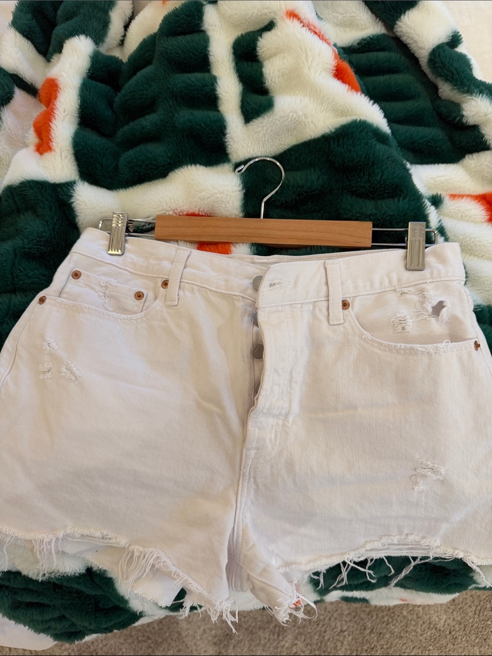 pistola White Distressed High-Rise Jean Shorts